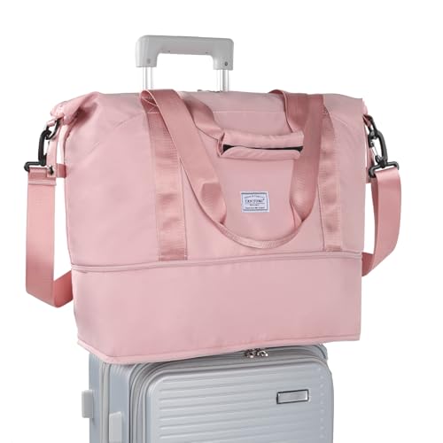 TANTOMI Reisetasche Damen 42x23x40 cm, Weekender Bag Sporttasche Damen,Handgepäck Tasche Reisetasche Faltbar wasserdichte Duffle Bag Trainingstasche Kliniktasche Geburt Geeignet Urlaub Camping von TANTOMI