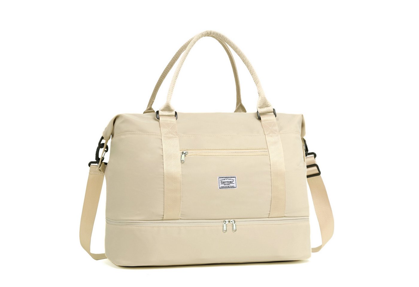 TAN.TOMI Reisetasche Wasserdicht Travel Duffle Bag 46x46x23 Tragetasche Sporttasche (Erweiterbar mit Trolley-Ärmel und Nasstasche), Fitnesstasche Trainingstasche Krankenhaustasche mit Schuhfach von TAN.TOMI