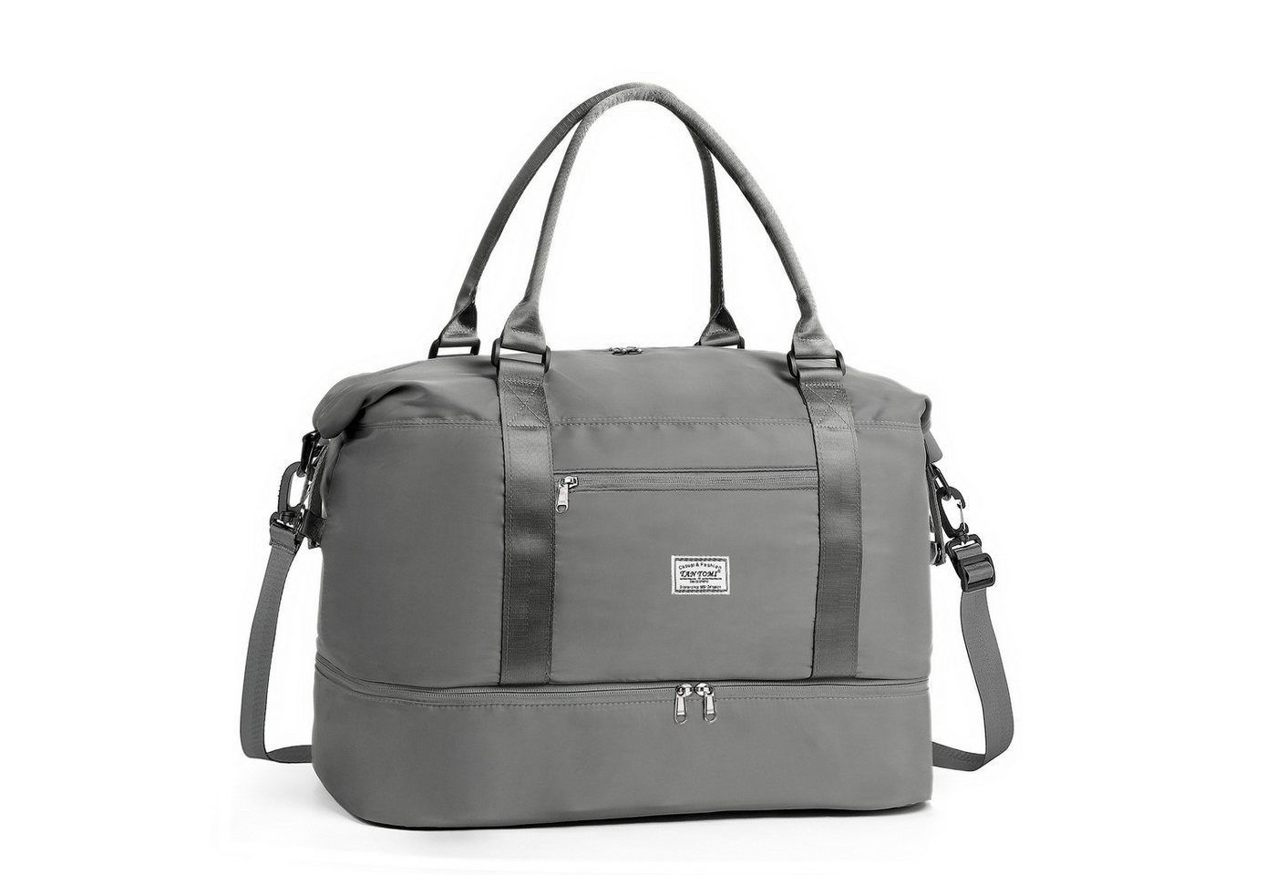 TAN.TOMI Reisetasche Wasserdicht Travel Duffle Bag 46x46x23 Tragetasche Sporttasche (Erweiterbar mit Trolley-Ärmel und Nasstasche), Fitnesstasche Trainingstasche Krankenhaustasche mit Schuhfach von TAN.TOMI