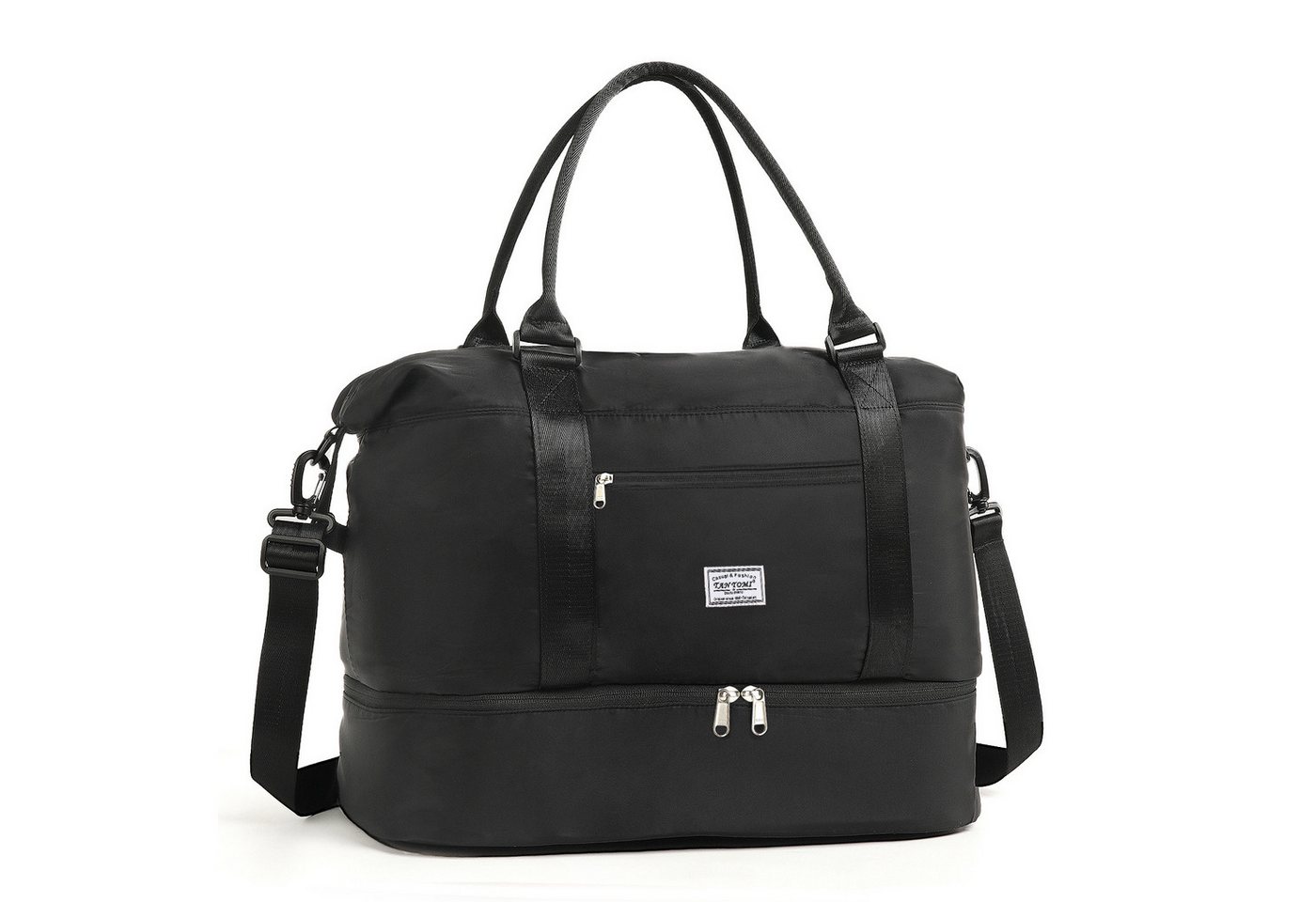 TAN.TOMI Reisetasche Wasserdicht Travel Duffle Bag 46x46x23 Tragetasche Sporttasche (Erweiterbar mit Trolley-Ärmel und Nasstasche), Fitnesstasche Trainingstasche Krankenhaustasche mit Schuhfach von TAN.TOMI