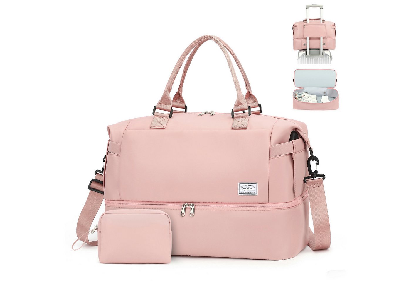TAN.TOMI Reisetasche Wasserdichter Flugbegleiter Reise-Seesack - Tragetasche (Erweiterbar mit Trolley-Ärmel und Nasstasche), Sporttasche Wochenendtasche - Krankenhaus-Tasche von TAN.TOMI