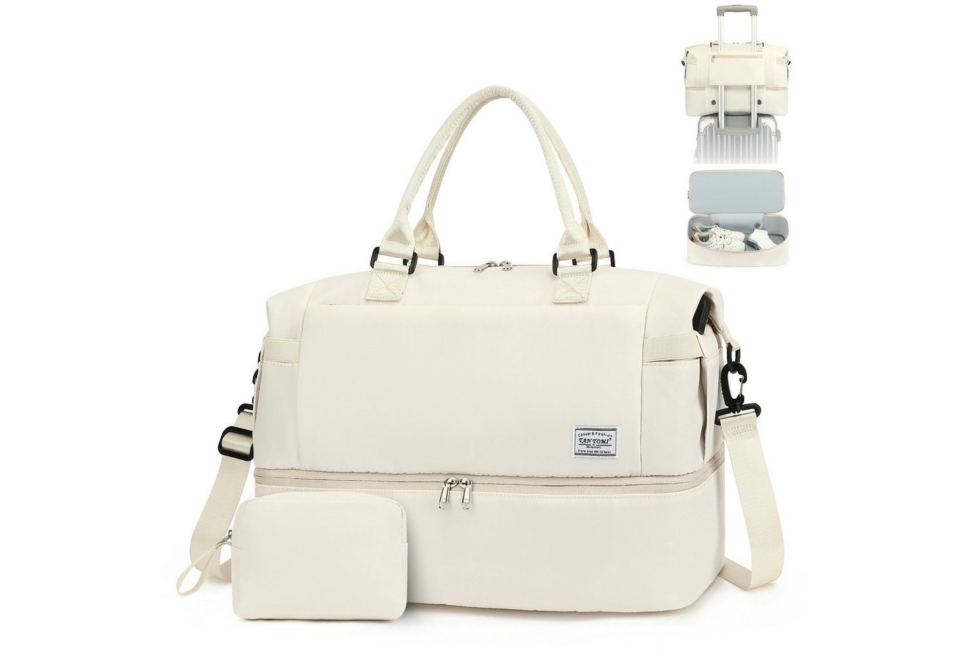 TAN.TOMI Reisetasche Wasserdichter Flugbegleiter Reise-Seesack - Tragetasche (Erweiterbar mit Trolley-Ärmel und Nasstasche), Sporttasche Wochenendtasche - Krankenhaus-Tasche von TAN.TOMI