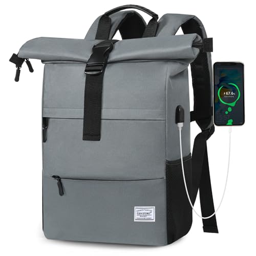 TANTOMI Rucksack Damen Groß, Laptop Rucksack Herren, Unisex Tagesrucksäcke Rolltop Rucksack Wasserdicht, Reiserucksack Lässiger Backpack Schule Freizeit Uni Arbeit Wandern von TANTOMI