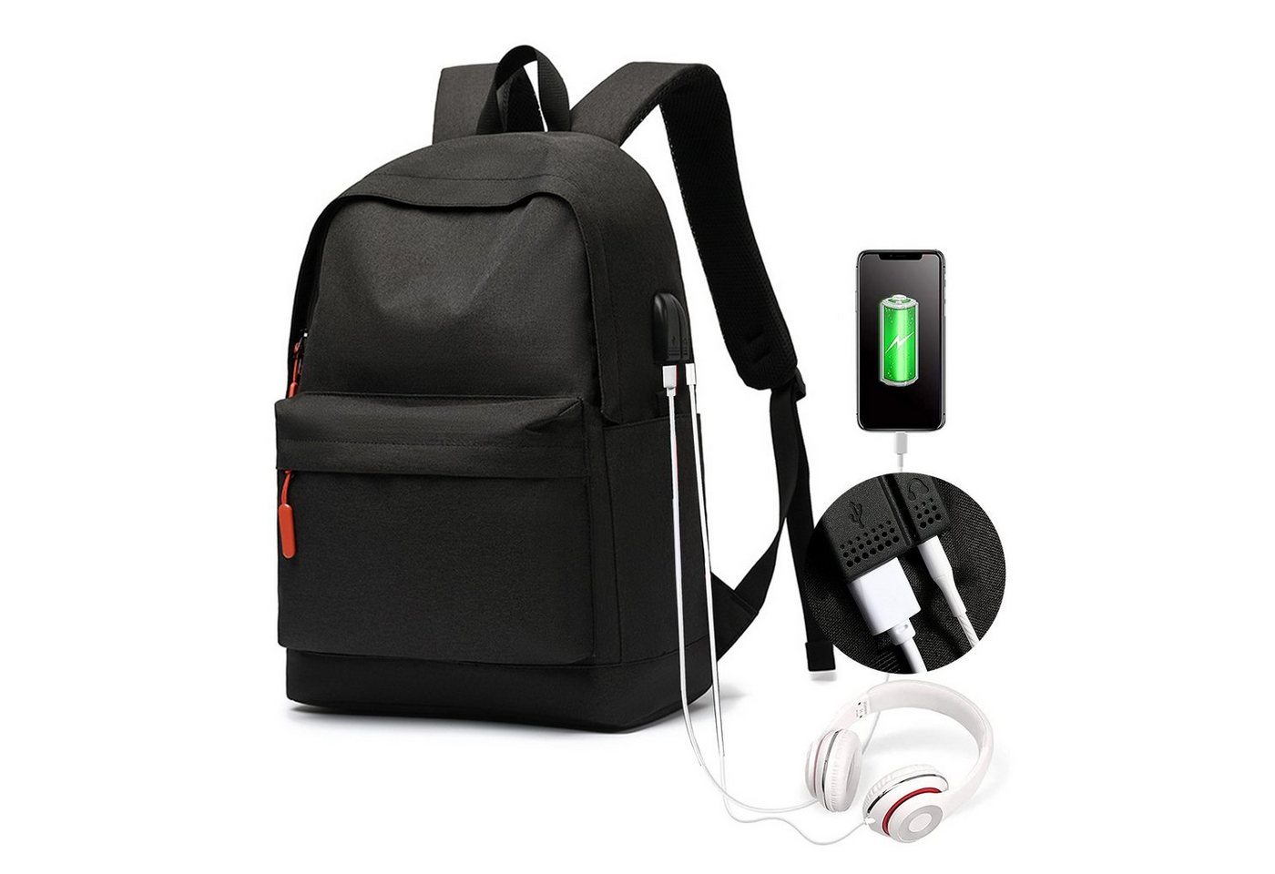 Rucksack Multifunktionsrucksack, mit Laptopfach und USB- sowie Kopfhörereingang von TAN.TOMI