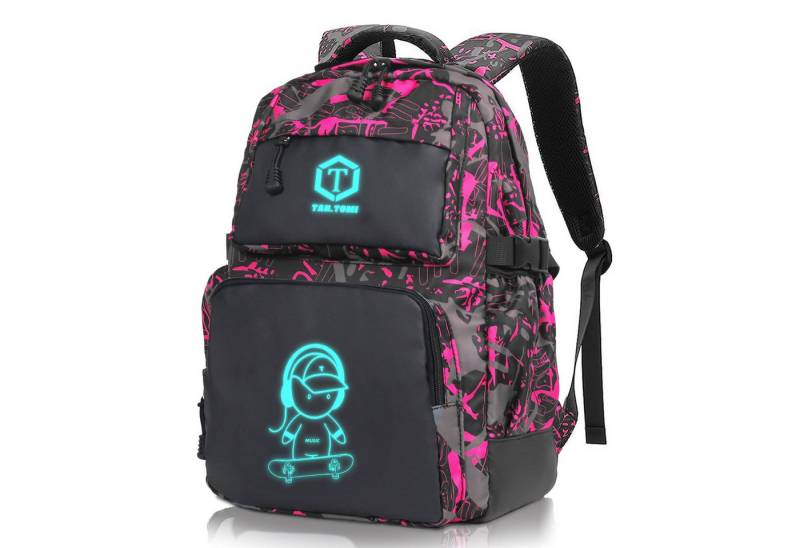 TAN.TOMI Schulrucksack Rucksack Jungen Schulrucksack Mädchen Teenager Jugendliche Daypacks, Kinder Reflektierender Schultasche Outdoor Camping Groß Schulranzen von TAN.TOMI