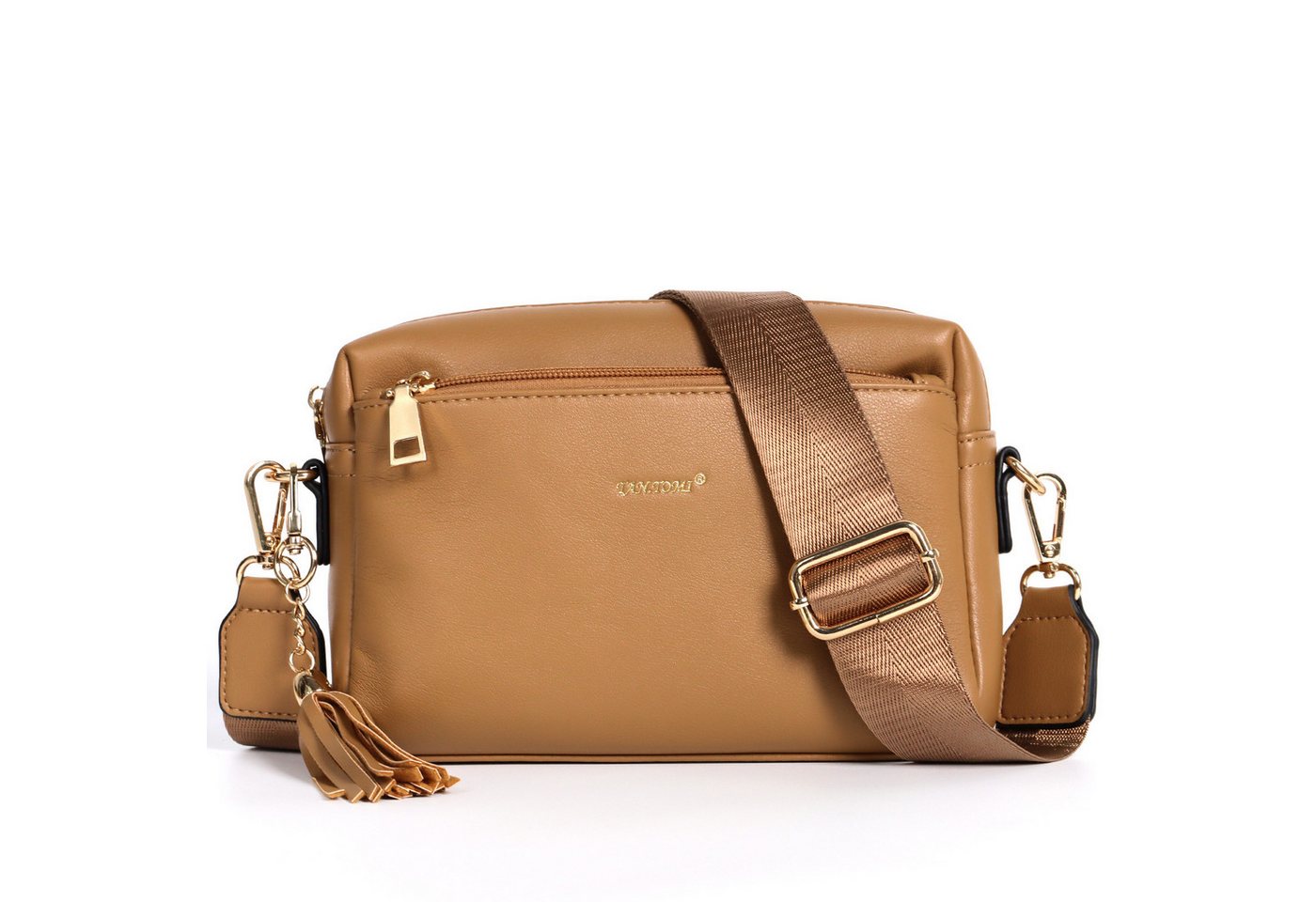 TAN.TOMI Schultertasche Damen Handy Umhängetasche, Veganem Leder Crossbody Schultertasche, mit drei Reißverschlussfächern Handtaschemit mit Kartenschlitz von TAN.TOMI