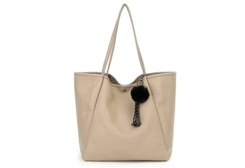 TAN.TOMI Schultertasche Damen Magnetverschluss Umhängetasche PU Leder Tote Shopper Bag, Mit Innentaschen und dekorative Anhänger für Arbeit, Schule, Einkauf von TAN.TOMI