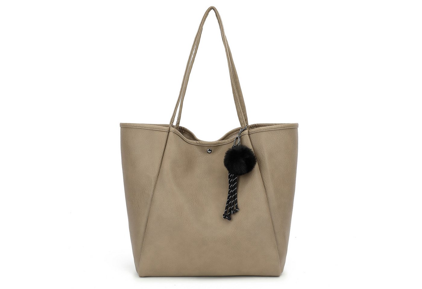 TAN.TOMI Schultertasche Damen Magnetverschluss Umhängetasche PU Leder Tote Shopper Bag, Mit Innentaschen und dekorative Anhänger für Arbeit, Schule, Einkauf von TAN.TOMI