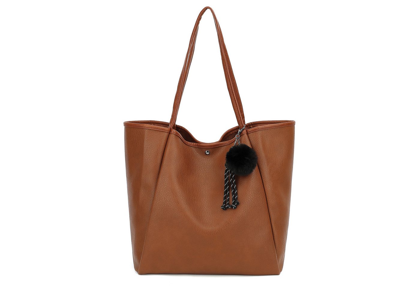 TAN.TOMI Schultertasche Damen Magnetverschluss Umhängetasche PU Leder Tote Shopper Bag, Mit Innentaschen und dekorative Anhänger für Arbeit, Schule, Einkauf von TAN.TOMI