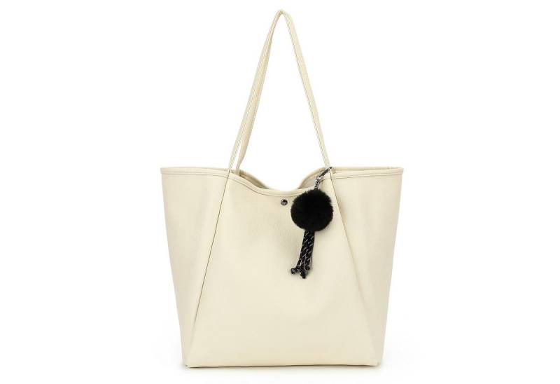 TAN.TOMI Schultertasche Damen Magnetverschluss Umhängetasche PU Leder Tote Shopper Bag, Mit Innentaschen und dekorative Anhänger für Arbeit, Schule, Einkauf von TAN.TOMI