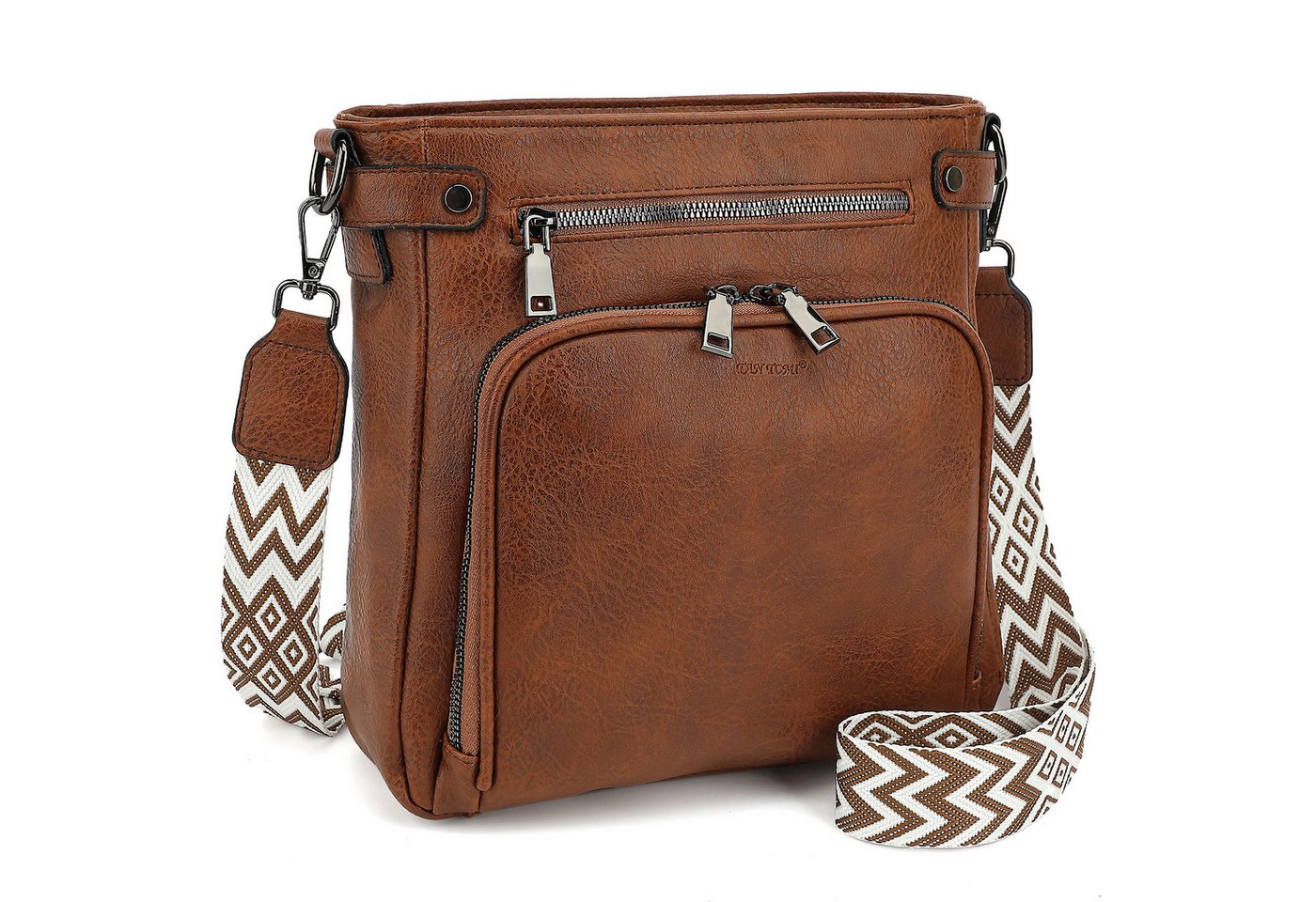 TAN.TOMI Schultertasche Handtasche damen mittelgroß Umhängetaschen crossbody bag, Retro leder PU damentaschen mit breitem gurt handtaschen von TAN.TOMI