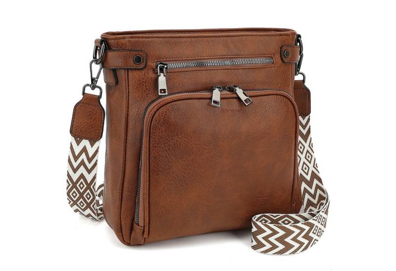 TAN.TOMI Schultertasche Handtasche damen mittelgroß Umhängetaschen crossbody bag, Retro leder PU damentaschen mit breitem gurt handtaschen von TAN.TOMI