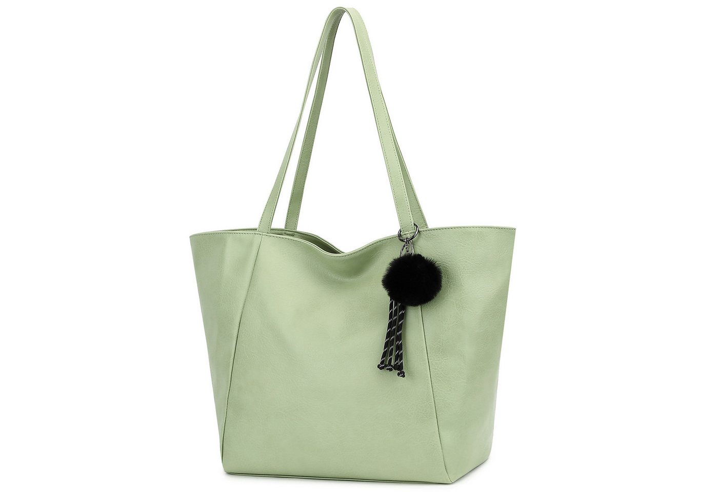 TAN.TOMI Schultertasche Magnetverschluss Umhängetasche Shopper Bag mit Reißverschluss, Mit Innentaschen, dekorative Anhänger für Arbeit Einkauf Reisen von TAN.TOMI