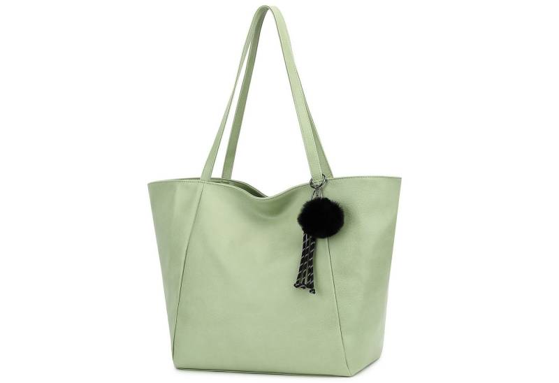TAN.TOMI Schultertasche Magnetverschluss Umhängetasche Shopper Bag mit Reißverschluss, Mit Innentaschen, dekorative Anhänger für Arbeit Einkauf Reisen von TAN.TOMI