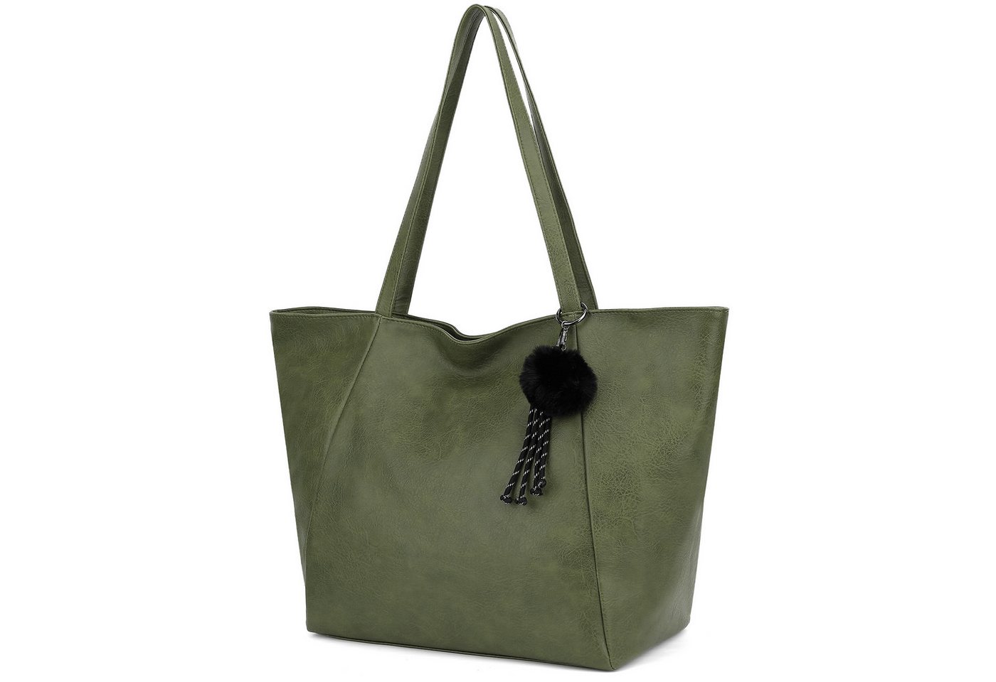 TAN.TOMI Schultertasche Magnetverschluss Umhängetasche Shopper Bag mit Reißverschluss, Mit Innentaschen, dekorative Anhänger für Arbeit Einkauf Reisen von TAN.TOMI