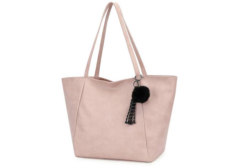 TAN.TOMI Schultertasche Magnetverschluss Umhängetasche Shopper Bag mit Reißverschluss, Mit Innentaschen, dekorative Anhänger für Arbeit Einkauf Reisen von TAN.TOMI