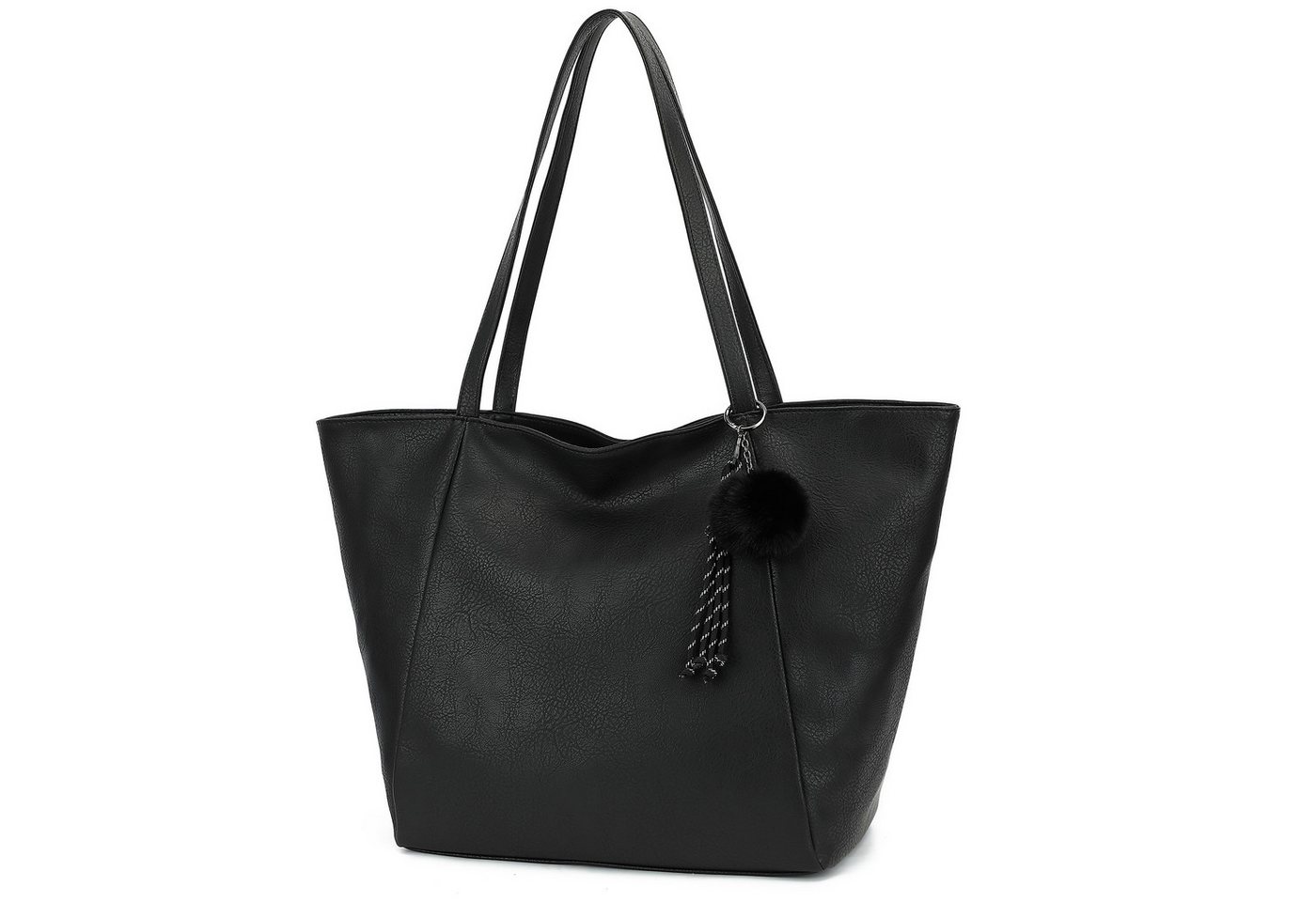 TAN.TOMI Schultertasche Magnetverschluss Umhängetasche Shopper Bag mit Reißverschluss, Mit Innentaschen, dekorative Anhänger für Arbeit Einkauf Reisen von TAN.TOMI