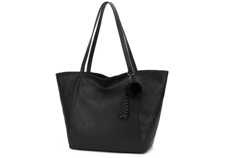 TAN.TOMI Schultertasche Magnetverschluss Umhängetasche Shopper Bag mit Reißverschluss, Mit Innentaschen, dekorative Anhänger für Arbeit Einkauf Reisen von TAN.TOMI