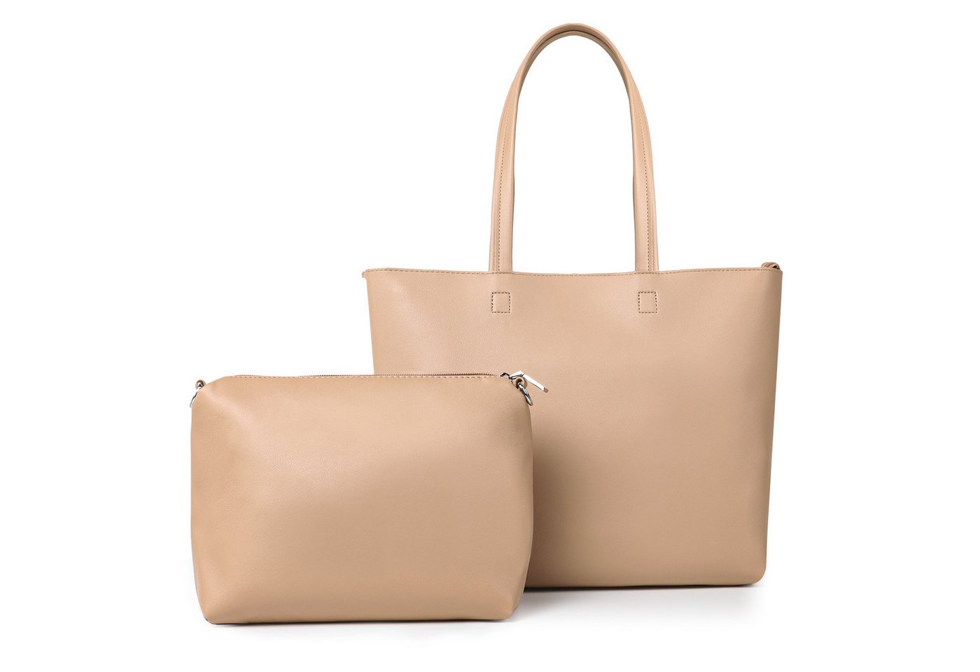TAN.TOMI Shopper Damen Henkeltaschen Groß Handtasche Mit Einer Kosmetiktasche (2-tlg., Henkeltasche 2PCS Set Einfach Tote Bag), Handtaschen Damen Groß PVC Umhängetasche von TAN.TOMI