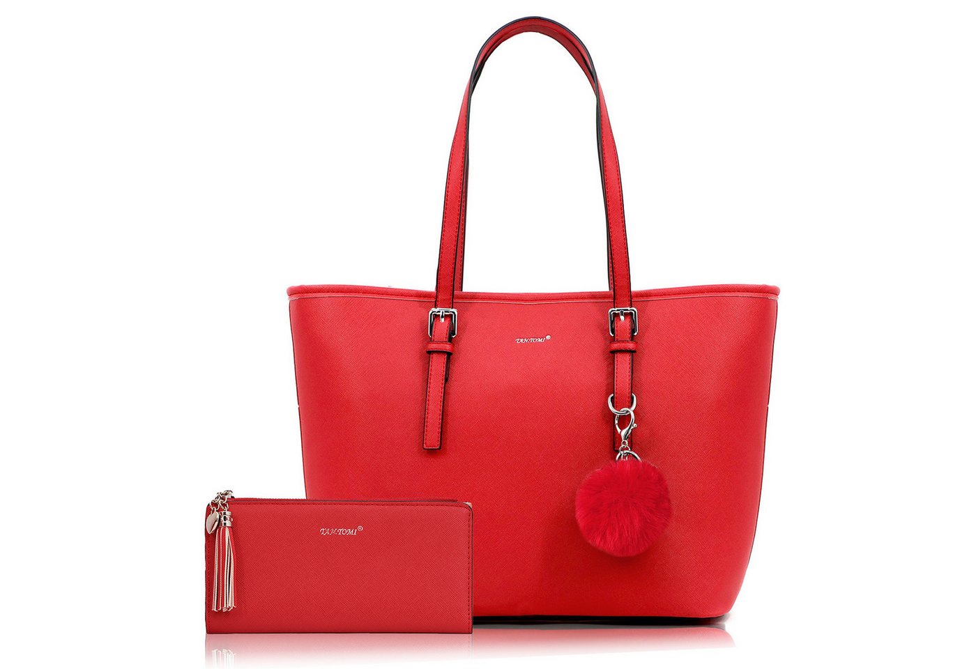 TAN.TOMI Shopper Handtasche Damen mit Geldbörse und Schlüsselanhänger, Groß Damen Handtasche, ​Geschenke für Frauen in schlichter Optik von TAN.TOMI