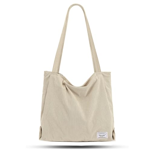 TAN.TOMI Shopper Tasche Damen, Tote Bag mit Reißverschluss aus Cord, Shopper Damen Groß für Arbeit Büro Reisen Einkaufen Schule und Alltag von TAN.TOMI