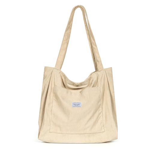 TAN.TOMI Handtasche Damen Shopper Tasche Damen, Tote Bag Damen mit Reißverschluss aus Cord, Shopper Damen Groß für Arbeit Büro Reisen Einkaufen Schule und Alltag. von TAN.TOMI