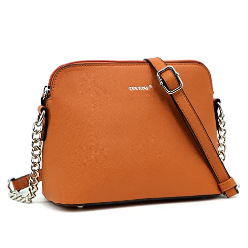 TANTOMI Umhängetasche Damen-Handtasche Damen Klein-Feste Crossbody Bag-Kette Schulterriemen Abendtasche Mode Elegant-Braun von TANTOMI