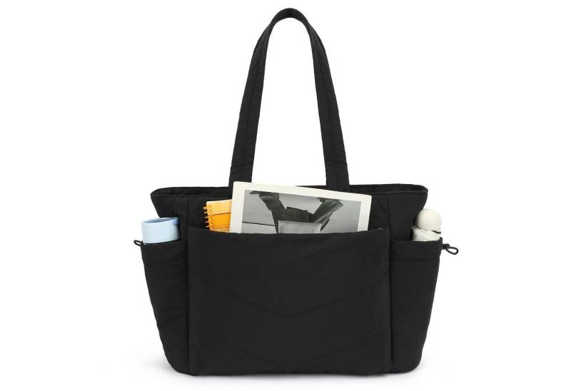 TAN.TOMI Umhängetasche Handtasche gesteppte Tragetasche Messenger Laptop Tasche, Mit Laptopfach und Reißverschluss für Schule Arbeit Reisen von TAN.TOMI