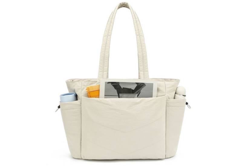 TAN.TOMI Umhängetasche Handtasche gesteppte Tragetasche Messenger Laptop Tasche, Mit Laptopfach und Reißverschluss für Schule Arbeit Reisen von TAN.TOMI