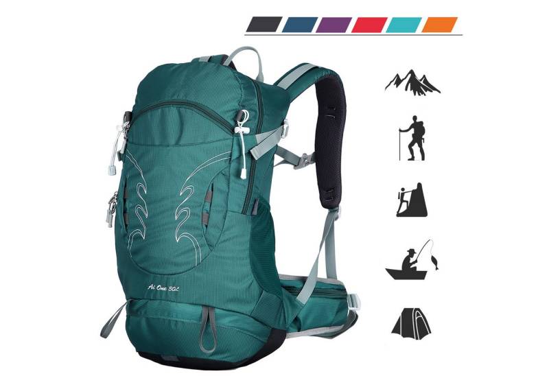 TAN.TOMI Wanderrucksack 30L Großer Wanderrucksack mit Rückenbelüftung, Wasserdicht, mit Regenschutz für Outdoor Reisen Camping Trekking von TAN.TOMI