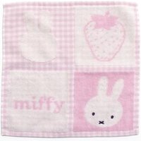 Marimocraft - Quadratisches Gingham-Handtuch (rosa) aus der Miffy-Erdbeer- und Schokoladenserie von Marimocraft