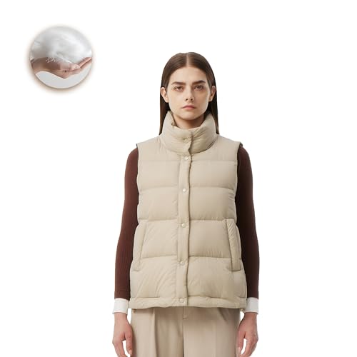 TANBOER Damen Daunenweste Leicht Gepolstert mit Stehkragen Gestepptes Oberbekleidung, Braun L TANBOER Damen Daunenweste Leicht Gepolstert mit Stehkragen Gestepptes Oberbekleidung, Braun L von TANBOER