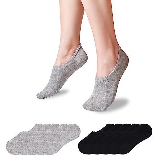 TANGCHAO Sneaker Socken Damen Herren Füßlinge 10 Paar No Show Unsichtbare Sneakersocken Schwarz Grau 35-38 von TANGCHAO