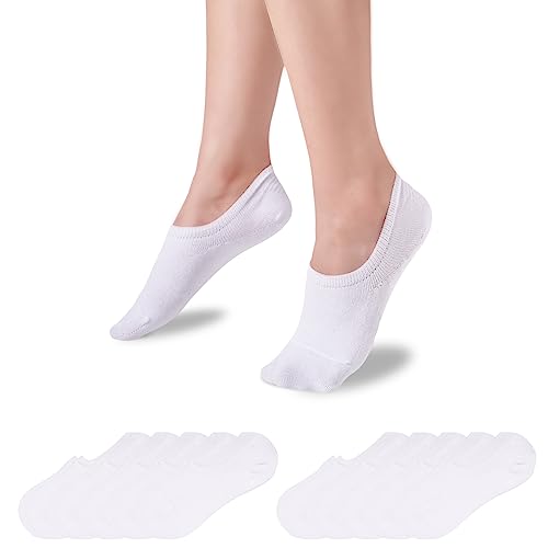 TANGCHAO Sneaker Socken Damen Herren Füßlinge 10 Paar No Show Unsichtbare Sneakersocken Weiß 47-50 von TANGCHAO