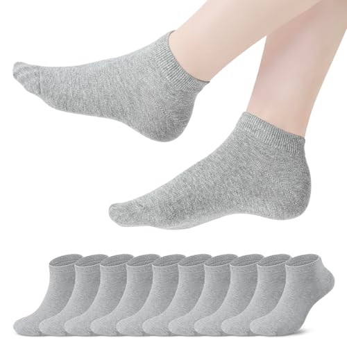 TANGCHAO 10 Paar Sneaker Socken Herren Damen SneakerSocken Sportsocken Kurzsocken Baumwolle Halbsocken, 10 Grau 35-38 von TANGCHAO