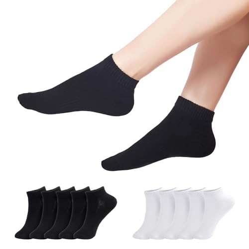 TANGCHAO 10 Paar Sneaker Socken Herren Damen Unisex Atmungsaktives Multifunktionale Baumwolle Socken Schwarz Weiß 39-42 von TANGCHAO