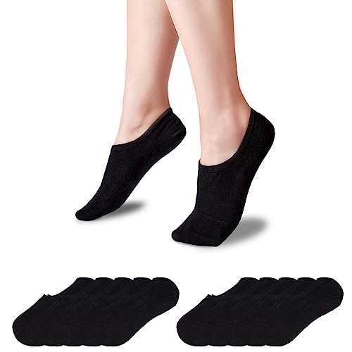 TANGCHAO Sneaker Socken Damen Herren Füßlinge 10 Paar No Show Unsichtbare Sneakersocken Schwarz 43-46 von TANGCHAO