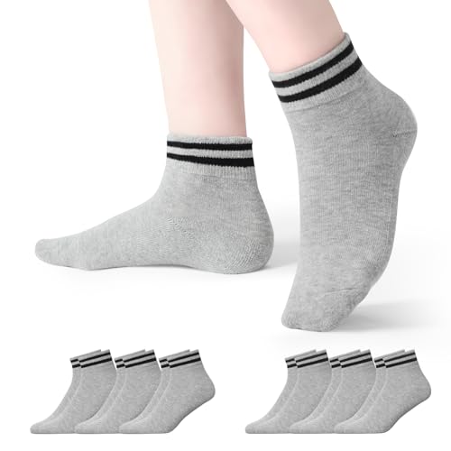 TANGCHAO 6 Paar Sneaker Socken Herren Damen Retro-Mittelknöchel SneakerSocken Knöchelhoch Sportsocken Kurzsocken Baumwolle Halbsocken, 6 Grau 39-42 von TANGCHAO