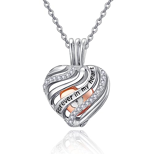 TANGPOET Asche Halskette 925 Sterling Silber Urnenketten für Asche Herz Memorial Feuerbestattung Schmuck Andenken Anhänger Halskette für Mama Papa Frauen Männer Haustier mit Trichterfüller Kit von TANGPOET