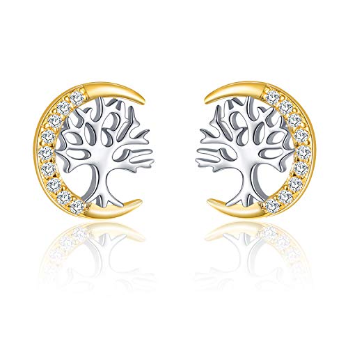 TANGPOET Baum des Lebens Ohrringe für Frauen 925 Sterling Silber Ohrstecker Schmuck Valentinstag Geschenke für ihre Mädchen Freundin Damen Mutter von TANGPOET