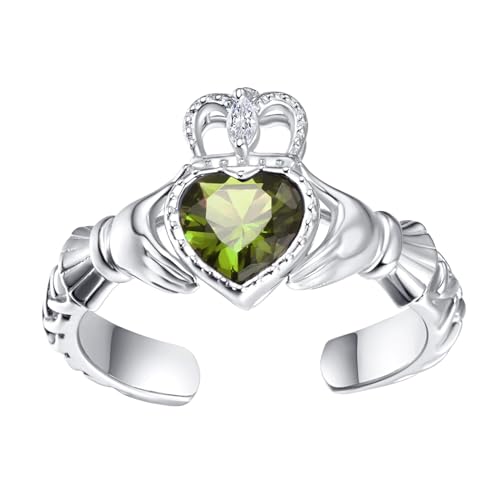 Claddagh Ring Damen Sterling Silber Irish Claddagh Ring Keltische Claddagh August Geburtsstein Ring Geschenke für Damen Mädchen von TANGPOET