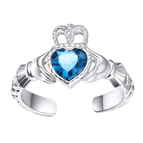 Claddagh Ring Damen Sterling Silber Irish Claddagh Ring Keltische Claddagh Dezember Geburtsstein Ring Geschenke für Damen Mädchen von TANGPOET