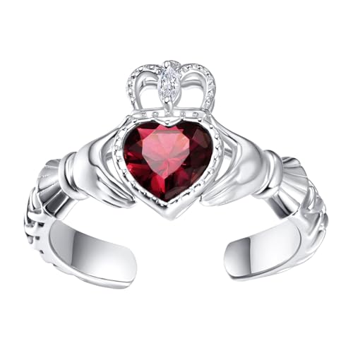 Claddagh Ring Damen Sterling Silber Irish Claddagh Ring Keltische Claddagh Juli Geburtsstein Ring Geschenke für Damen Mädchen von TANGPOET