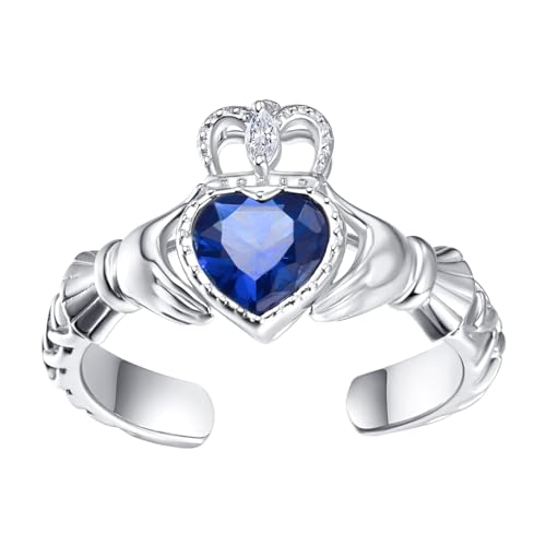 Claddagh Ring Damen Sterling Silber Irish Claddagh Ring Keltische Claddagh September Geburtsstein Ring Geschenke für Damen Mädchen von TANGPOET