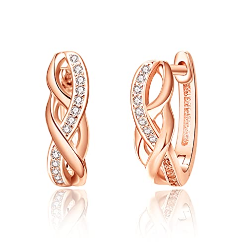 TANGPOET Creolen Silber 925 Ohrringe Roségold Damen Creolen Kreolen mit Zirkonia 18 Karat runder Kreis Klein Schläfer Huggie Ohrringe Schmuck von TANGPOET