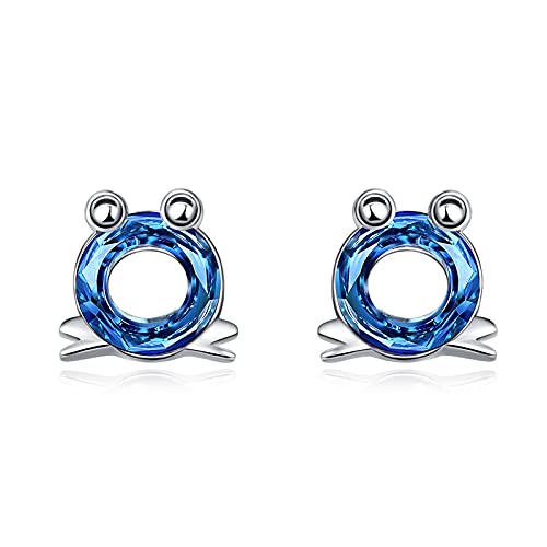 TANGPOET Frosch Ohrstecker Damen 925 Sterling Silber Kristall Ohrringe Tier Ohrringe Geburtstag Schmuck Geschenke für Mädchen Tochter von TANGPOET