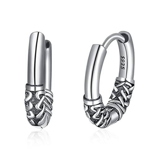 TANGPOET Herren Ohrringe Silber 925 Ohrring Männer Klappcreolen Creolen Klein Ohrschmuck Geschenke für Frauen Damen Jungen Mädchen von TANGPOET