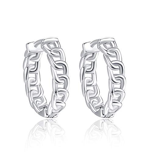 Hoop Creolen 925 Sterling Silber Kette Huggie Klapp Creolen Schmuck Valentinstag Geschenke für Damen Fraum von TANGPOET