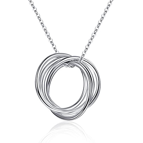 TANGPOET 40th Geburtstag Geschenke für Frauen 925 Sterling Silber 40 Geburtstag Geschenke für Damen 4 Ring Halskette Schmuck Geschenke für Mama Familie Freunde von TANGPOET