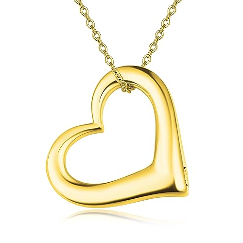 TANGPOET Asche Halskette 925 Sterling Silber Gold Herz Urnenketten für Asche Einäscherung Schmuck Asche Andenken Anhänger für Mum Dad Frauen Männer Haustier mit Trichterfüller Kit von TANGPOET